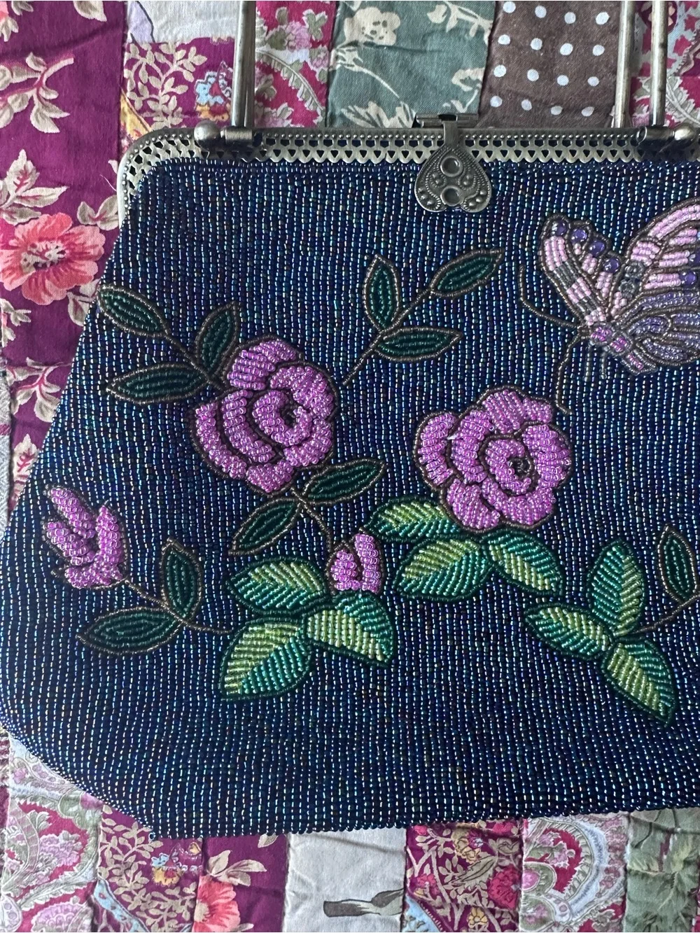 Beaded Floral & Butterfly Evening Bag